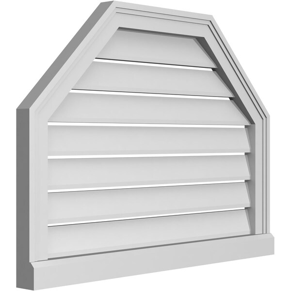 Octagonal Top Surface Mount PVC Gable Vent W/ 2W X 2P Brickmould Sill Frame, 30W X 22H